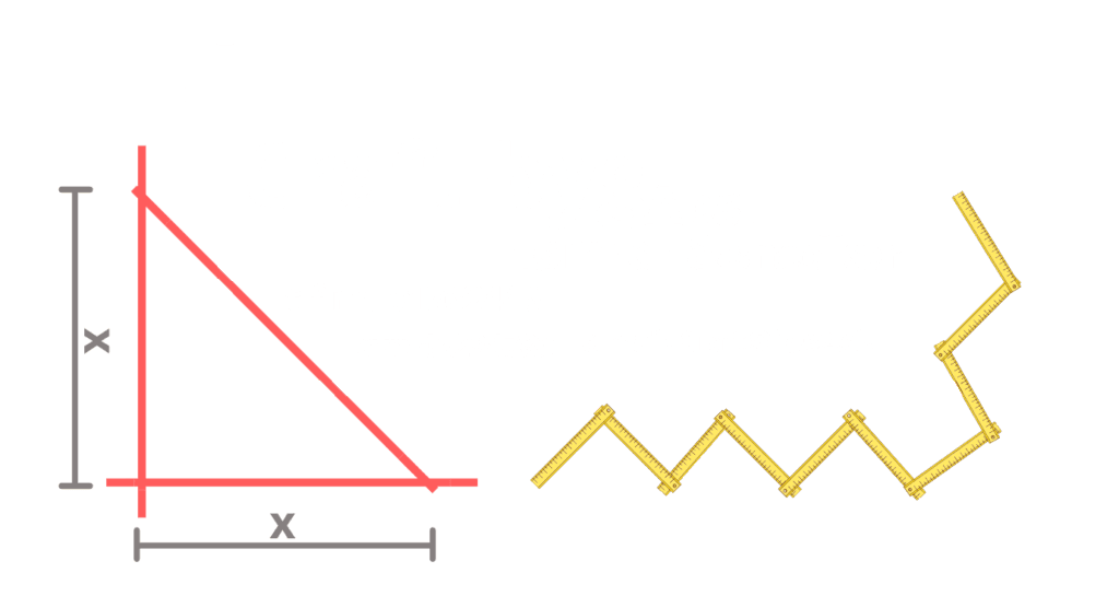 Geometrisk trekant og foldemål på tavle