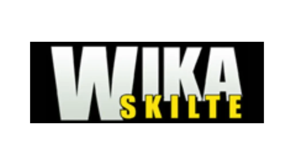 WIKA Skilte logo med sort baggrund og gul tekst.